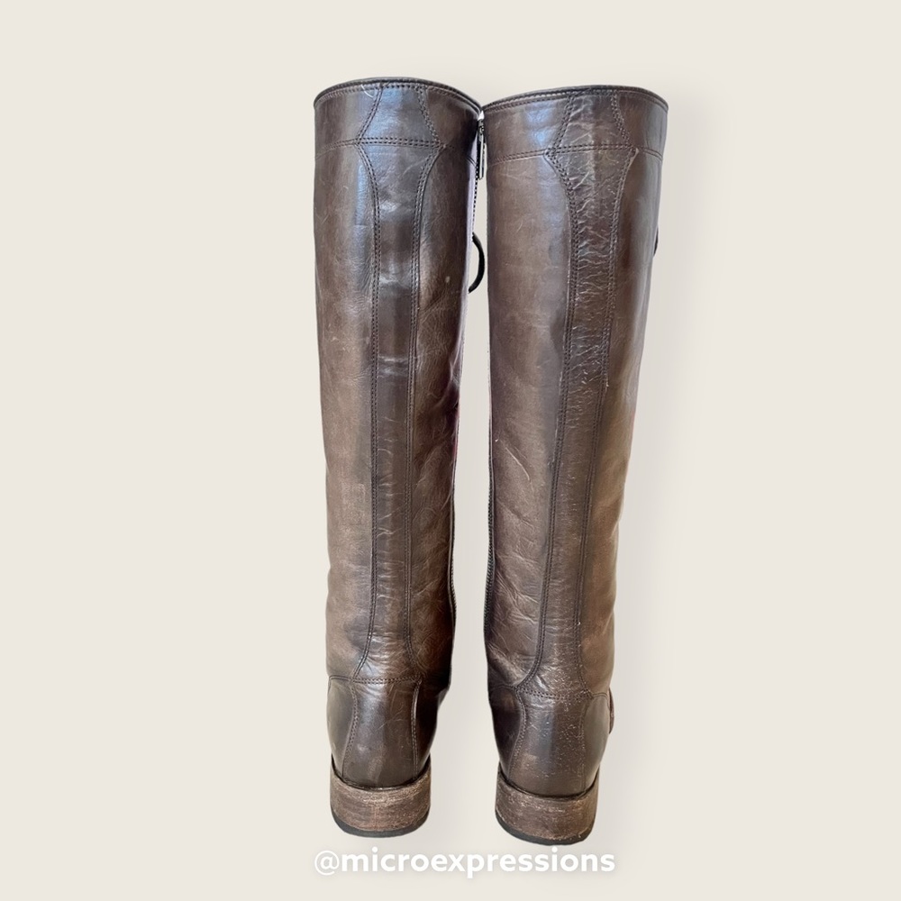 KATNISS Frye Melissa Tall Brown Leather Lace Up Knee High Vintage Riding Boot - Picture 10 of 16